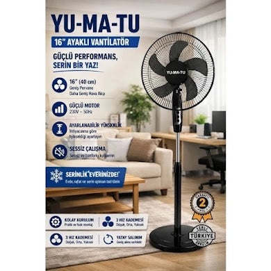 Yumatu 16 inç 40 cm ayakkı fan vantilatör