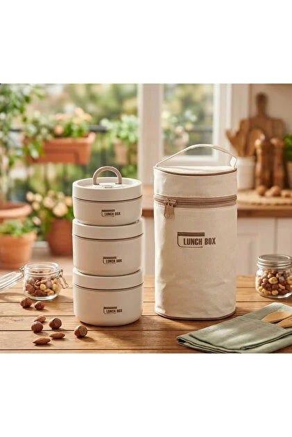 Termal çantalı lunch box 3 lü set