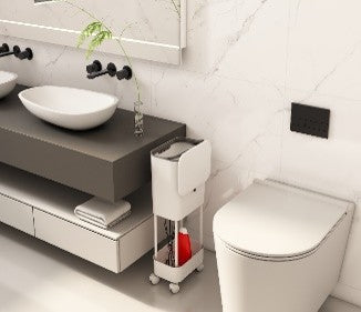 Origa beyaz 15 lt tekerlekli raflı çöp kovası taşınabilir portatif çöp kovası